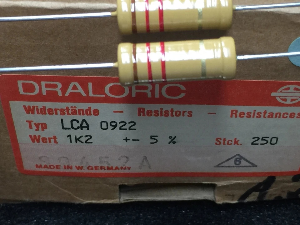 Draloric Kohleschicht Widerstand 1k2 Ohm LCA 0922  für L´Audiophile 300B - Bild 1 von 2