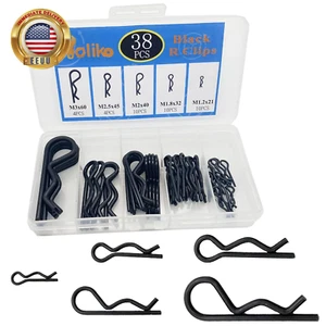 38 Pcs Hitch Pin Clip R Clips Retaining Pins Tractor Cotter Pin Hair Pin Assortm - Picture 1 of 7
