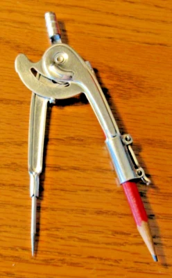 Vintage School Drafting Metal Compass Mathematics Drawing USA Pat 2,066,147 - Image 1 of 4