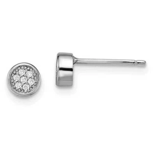 Sterling Silver Brilliant Embers Rhodium-plated CZ Polished Post Earrings 0.2" - Picture 1 of 2