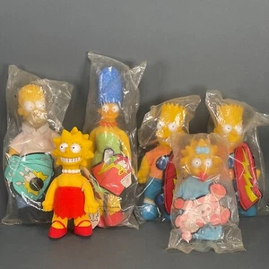 Deadstock Sealed Vintage '90 Burger King Simpsons Plush Doll Lot of 6 (2 Barts) - Picture 1 of 24