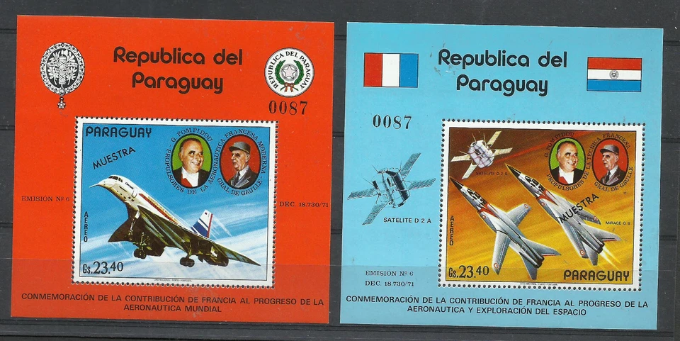 PARAGUAI, MI # BL 193/194, ESPÉCIME, SEM MARCA DE CHARNEIRA - Imagem 1 de 1