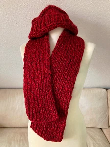 Conjunto de 2 hermosos gorros y bufandas de lana para mujer talla única ROJO tejidos a mano únicos - Imagen 1 de 14