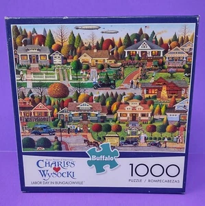 Buffalo Games Charles  Wysocki Labor Day in Bungalowville 1000 Pc Puzzle NIB NEW - Picture 1 of 12
