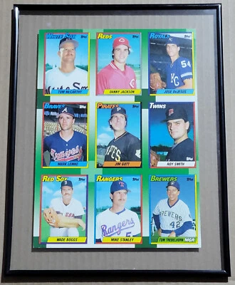 🎁 Framed 1990 Topps Uncut Sheet WADE BOGGS MIKE STANLEY GOTT +6 Great Gift Idea - Image 1 of 3