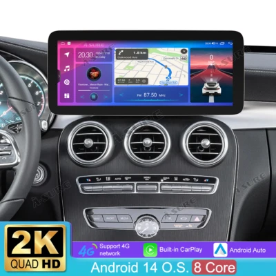 Radio estéreo GPS CarPlay 12,3" 2K Android 14 para Mercedes Benz Clase C W205 S205 Foto 1 de 4