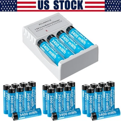 1.5V AA AAA Rechargeable Li-ion Batteries / Fast Lithium Battery Charger LOT - Image 1 of 4