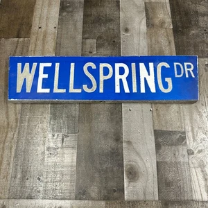 Vintage Retired Blue Metal Street Sign, Wellspring Dr - Picture 1 of 8