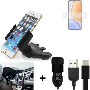 Handyhalterung CD Schlitz Handy-Halter für Vivo T4x 5G + Ladekabel KFZ Auto Uni - Zdjęcie 1 z 6