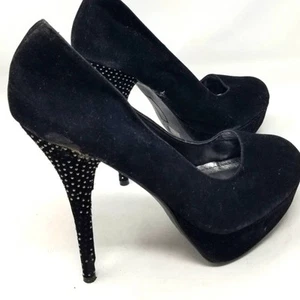 Second Luv Black Crystals Stilettos Club Core Formal Sexy Heels Womens Size 9 - Picture 1 of 13