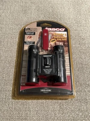 Tasco 8x 21mm Binocular With Case and Neck Strap & Genuine Swiss Army Knife -New - Image 1 of 4