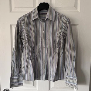 Camisa Thomas Rosa Rayas Mujer’s 10 Reino Unido Púrpura Lila Puño Francés Abotonada - Imagen 1 de 11