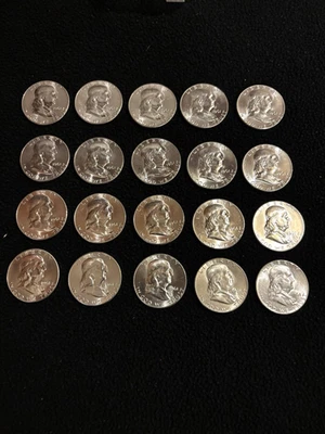 1961-P EE. UU. MEDIO DÓLAR FRANKLIN SIN CIRCULAR BU ROLLO DE 20 MONEDAS CON TUBO DE PLÁSTICO Foto 1 de 4