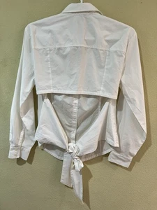 MAEVE Anthropologie XL weißes Langarmhemd hinten zum Binden Cut Out Knopfleiste lang a3 - Bild 1 von 7