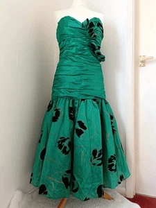 Vintage Veni Infantino 80s Cocktail Prom Dress 10-12 Medium Strapless Drop Waist - Picture 1 of 14