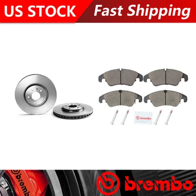 Подходит для Audi Q5 2009-2010 годов выпуска передние тормозные диски и керамические тормозные колодки - Brembo оригинальные - Изображение 1 из 4