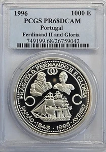 1996 Portugal .925 Silver D.Fernando II and Gloria Frigate PCGS PR68 proof ship - Picture 1 of 2