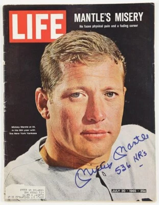 1965 Mickey Mantle "536 HR's" Signed Life Magazine PSA DNA Graded GEM MINT 10 - Image 1 of 4