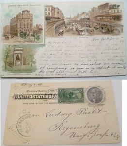 285 TRANS-MISSISSIPPI on NY 1899 PC to GERMANY w BOWERY & COOPER MONUMENT !! - Bild 1 von 1