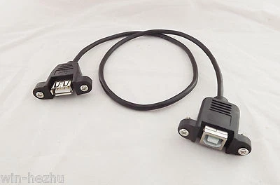10x USB 2.0 A Female To B Female Socket Panel Mount Screw Extension Cable 1.5ft - Image 1 of 4