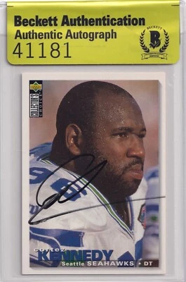 Футбольная карточка с автографом Кортеса Кеннеди 1995 Collector's Choice Seahawks 232 сертификат подлинности BAS - Изображение 1 из 4