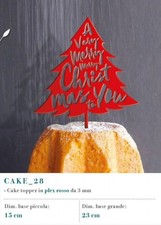 CAKE TOPPER CENTRALE TORTA PERSONALIZZATO NATALIZIO MERRY CHRISTMAS ROSSO ALBERO