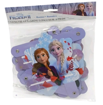 Disney Frozen 2 Jointed 6 Ft. Wall Banner Happy Birthday Decoration Elsa & Anna - Image 1 of 4