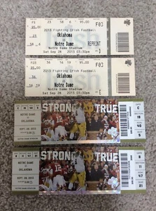 4 2013 NOTRE DAME FOOTBALL VS OKLAHOMA FOOTBALL FULL TICKETS - Picture 1 of 4