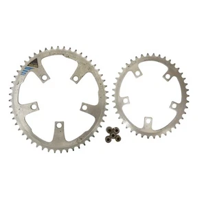 Vintage Sugino Cycloid 110 Oval Double Chainring Set 42T & 52T w/Bolts - Picture 1 of 13