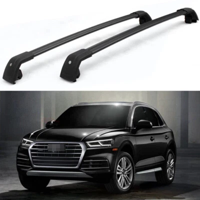 Barra transversal de techo bloqueable 2 piezas para Audi Q5 2009-2018 negra Foto 1 de 4