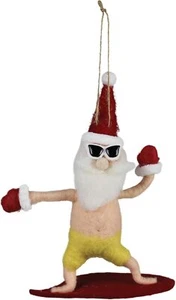 HomArt Surfing Santa Christmas Hanging Ornament, 7-inch Height, Felt - Picture 1 of 1