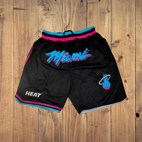Miami Heat Vintage Stitched Basketball Shorts - Black New Cover