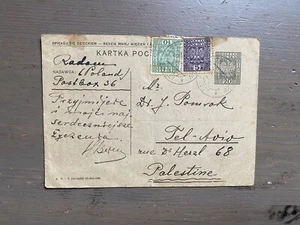 Old Collectible Postcard From Poland to Palestine 1933 - Picture 1 of 2