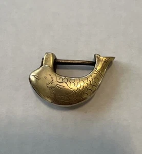 Vintage Chinese Brass 1.5” Fish Lock - No Key - Picture 1 of 5