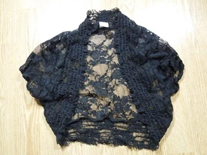 JANICE BLACK LACE SHRUG, LARGE GOTHIC PUNK EMO Y2K FAIRY - Picture 1 of 6