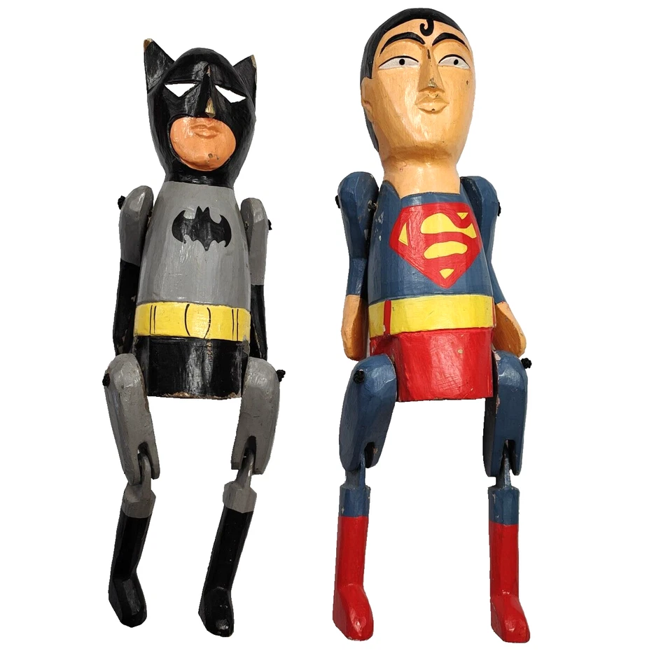 Muñeca marioneta Batman Superman de madera figura de superhéroe brazos y piernas articulados Foto 1 de 4