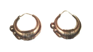 Beautiful Pair Of Vintage Sterling Silver Tribal Ethnic Style Hoop Earrings - Picture 1 of 8