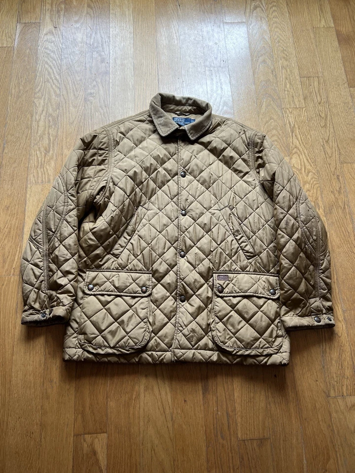 Chaqueta acolchada vintage Polo Ralph Lauren beige pana talla L Foto 1 de 4