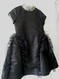 Val Max Girls Italian Designer Occasion Dress - Black - age 8 years - Picture 1 of 15