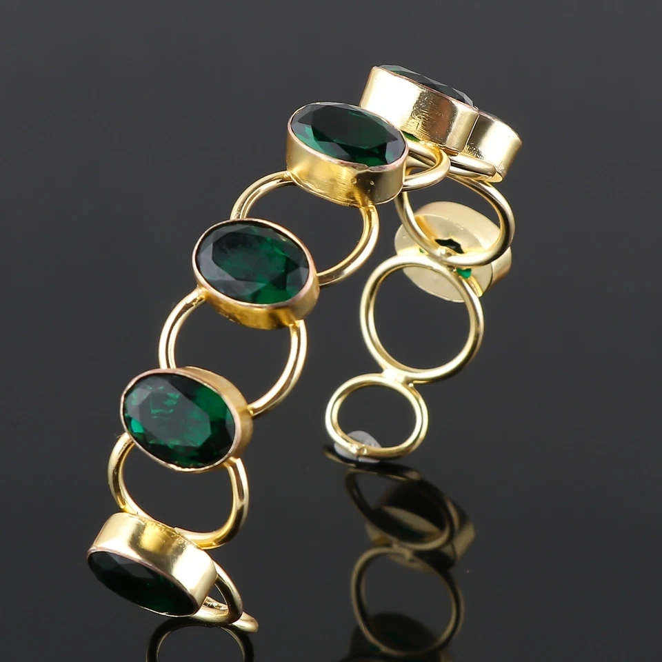 Diopside Gemstone Handmade Bangle,18kGold Plated 925 Sterling Silver Bangle - Image 1 of 3