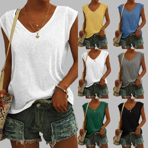 Plus Size Womens Sleeveless Vest Tops Ladies Summer Casual T-Shirt Tank Blouse - Picture 1 of 14