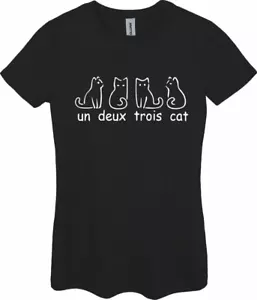 Un Deux Trois Cat Ladies Fitted T Shirt Sizes SMALL-2XL - Picture 1 of 27