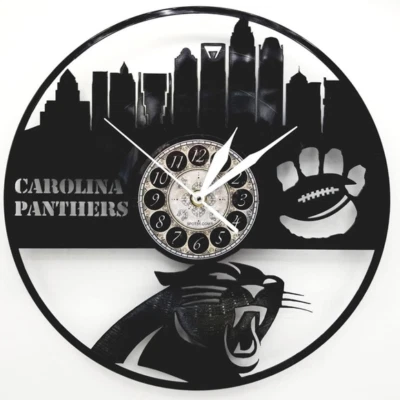 CAROLINA PANTHERS | Reloj Disco Vinilo | Regalo Arte Pared Fútbol | ENVÍO GRATUITO Foto 1 de 2