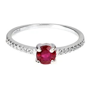 925 Sterling Silver Ring Round Ruby 4.5mm Natural Gemstone Jewelry Size 7 - Picture 1 of 14