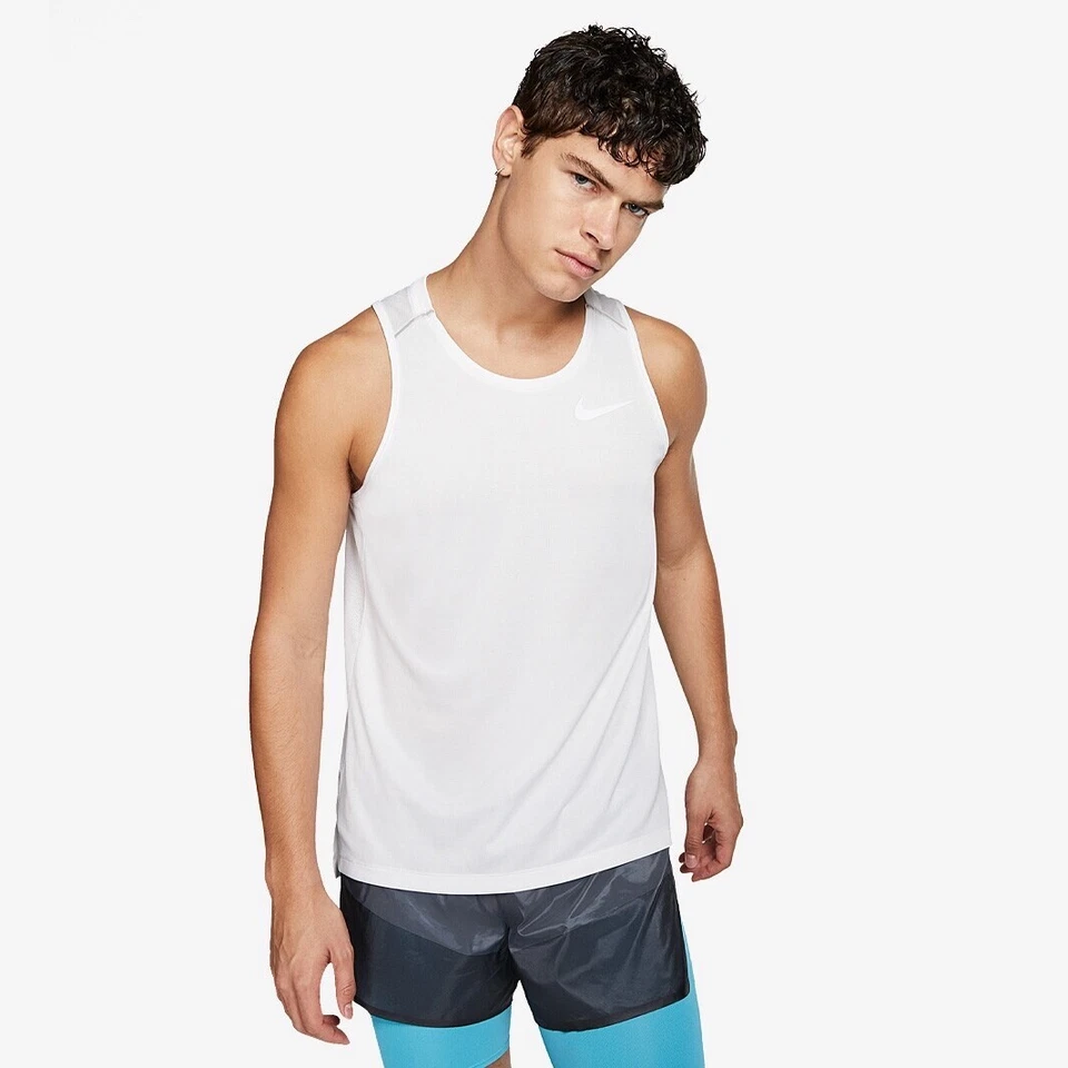 Mens NIKE DRI FIT MILER RUNNING Gym Training VEST TANK Reflective AJ7562-100 XL