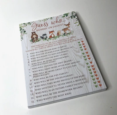 Juego Baby Shower - Adivina quién... mamá o papá - Lindos animales bebé - 30 cartas Foto 1 de 4