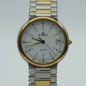 Dugena Men Watch Quartz 34mm Vintage Stainless Steel Gold Plated - Picture 1 of 11