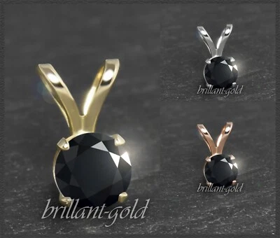 Diamant Anhänger, Brillant schwarz 3-6 mm, 585 Weißgold/Gelbgold/Rotgold - Bild 1 von 4