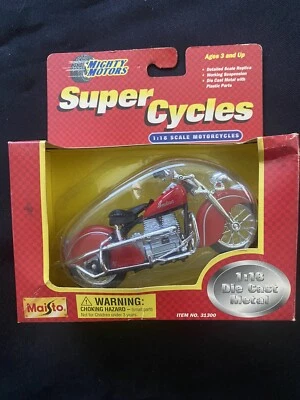 Maisto Mighty Motors Super Cycles Red Indian Motors escala 1:18 #31300 - D3 Foto 1 de 3