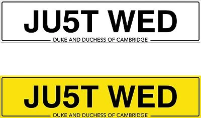AUTOCOLLANT PLAQUE D'IMMATRICULATION JU5T WED AVEC MARIAGE PERSONNALISÉ IMPRIMÉ SUR VINYLE MARIAGE